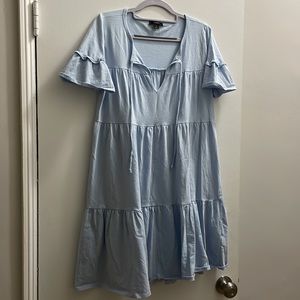 Jcrew broken in jersey tiered mini dress in gentle sea